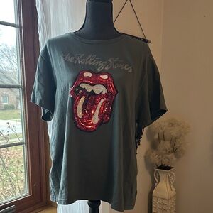 Lucky Brand Gray Rolling Stones Tee